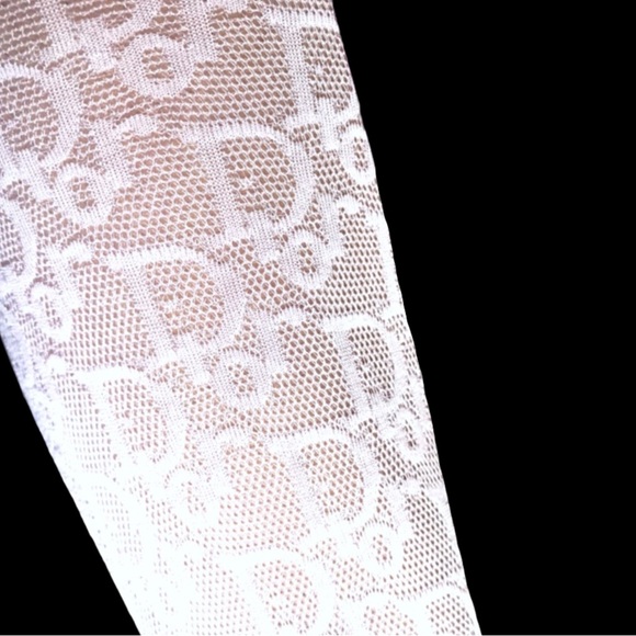 Dior White Oblique Monogram Sheer Stocking Socks - Picture 3 of 15